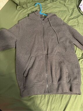 Mens Charcoal Full-Zip Hooded Sweatshirt
